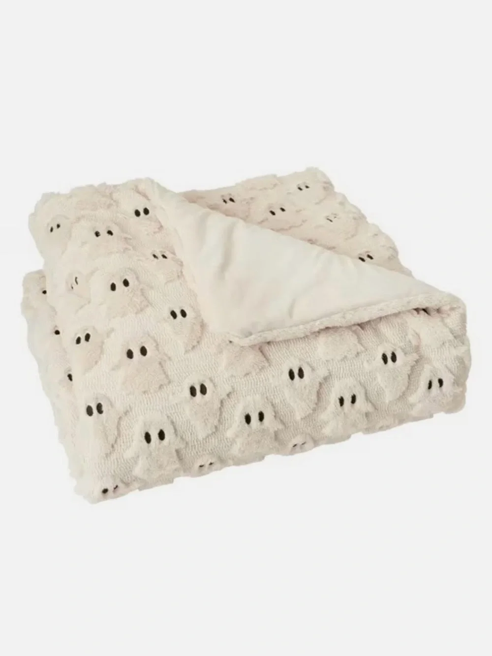 Ghost Embroidered Faux Fur Throw Blanket